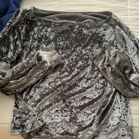 Tops - Buff Bunny Crushed Velvet Long Sleeve Top - Gray